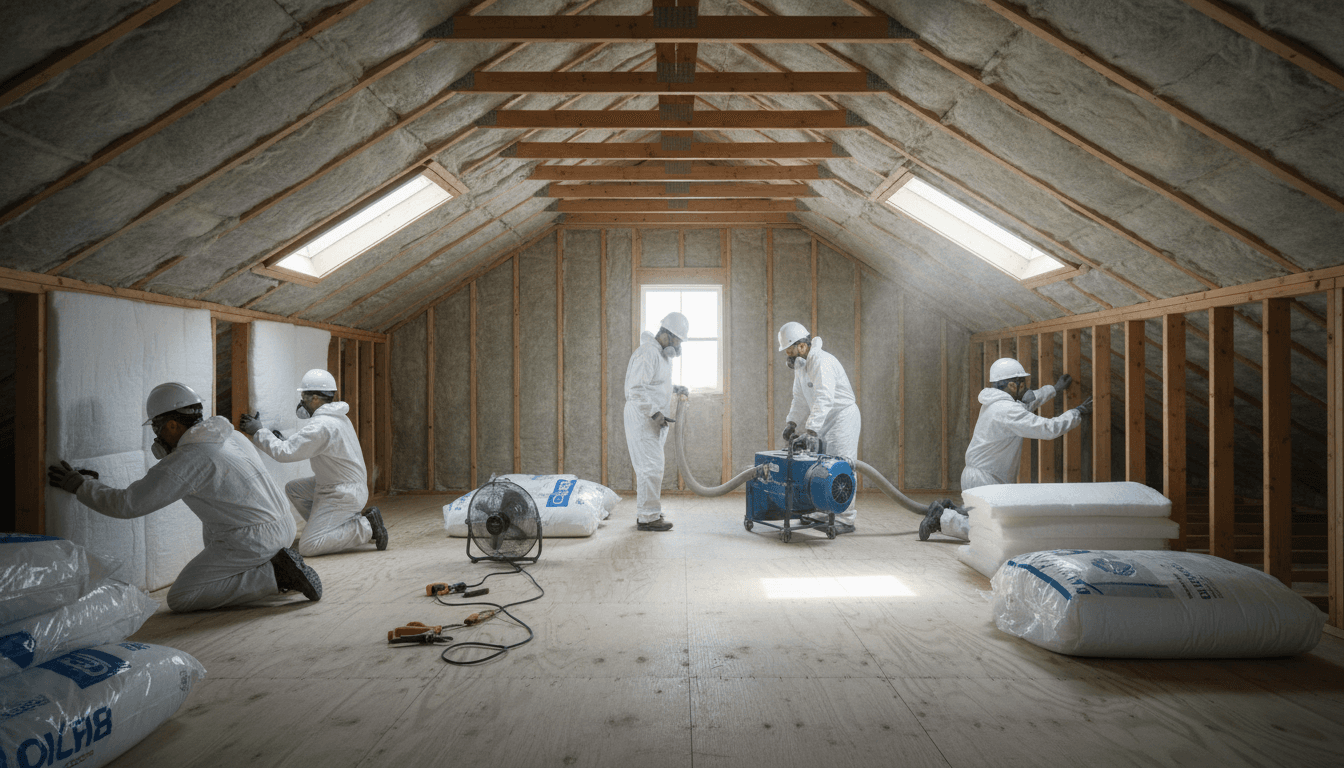 Installation d'isolation thermique dans les combles d'une maison