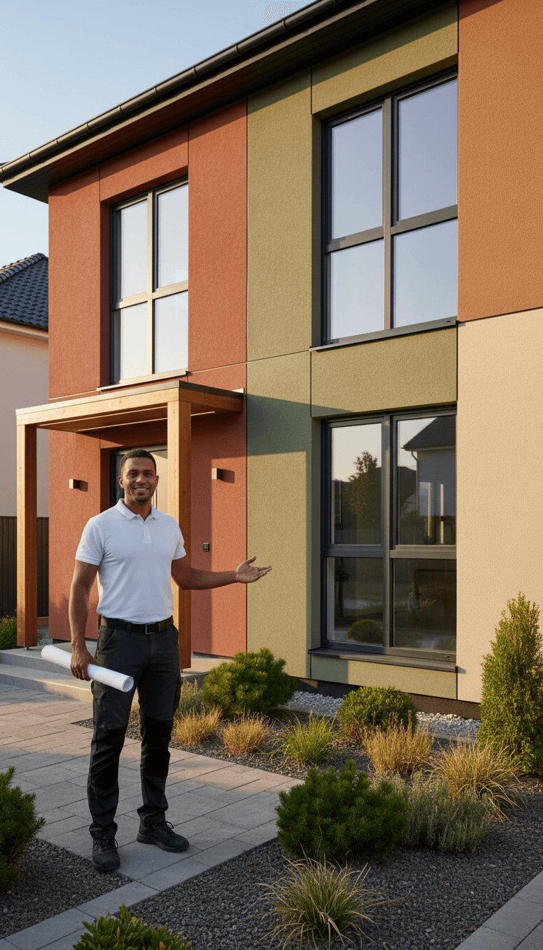 Travaux de ravalement de façade effectués par ETS PASCAL PRO sur une maison résidentielle